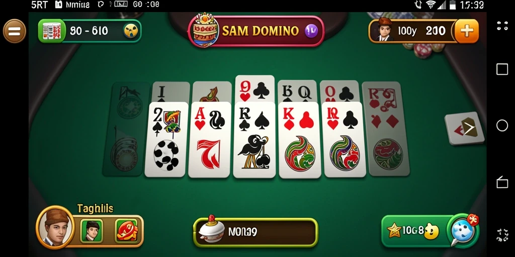 Tampilan gameplay seru dalam 5RT dengan domino yang menarik.