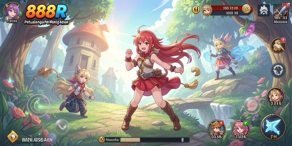 Tampilan gameplay seru dan karakter menarik dalam 888R.