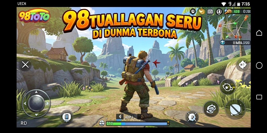 Tampilan gameplay 98TOTO dalam dunia terbuka yang luas.