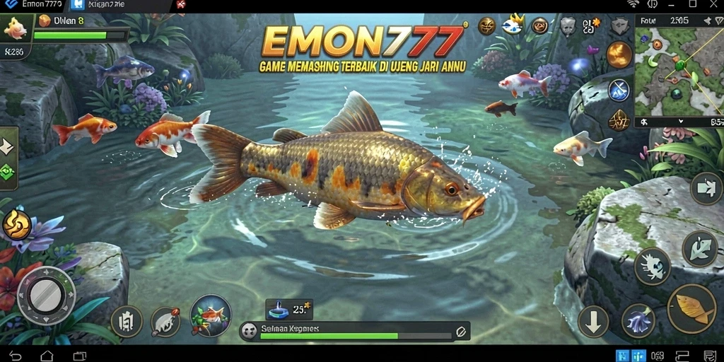 Tampilan seru dari gameplay EMON777 dalam pengalaman memancing.