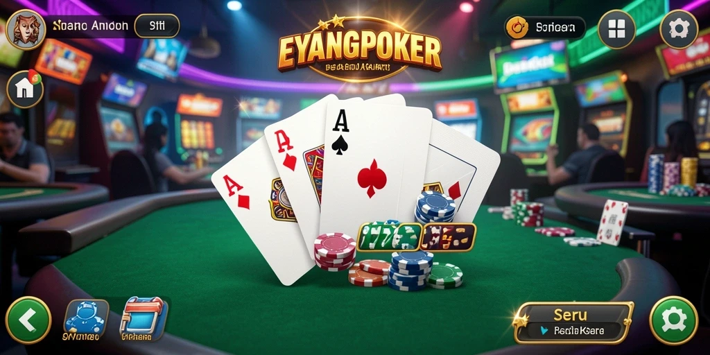 Menampilkan gameplay seru dari EYANGPOKER dengan berbagai mode permainan.