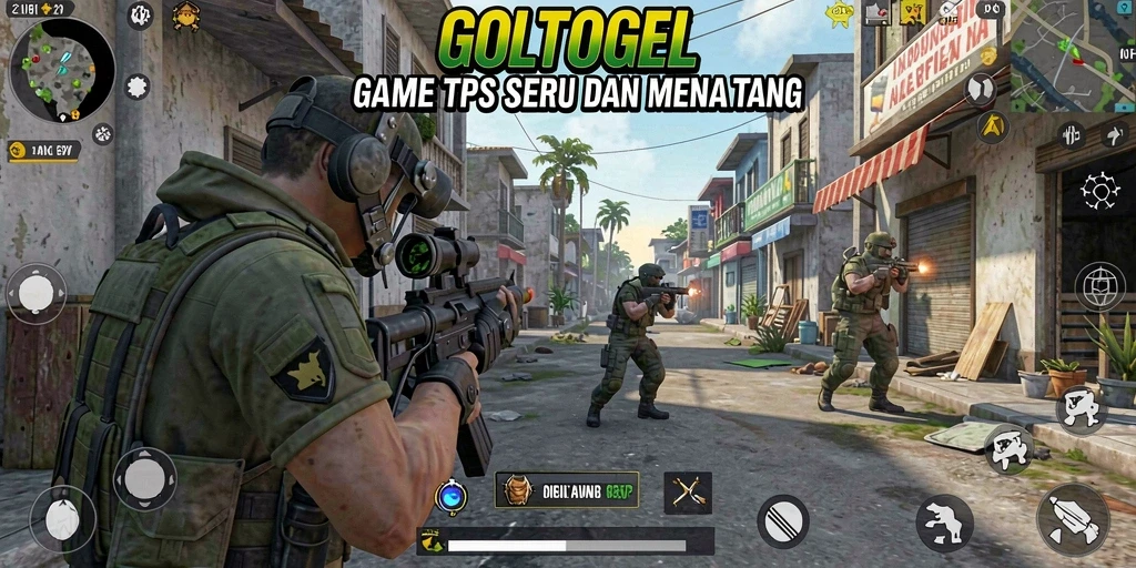 Tampilan gameplay GOLTOGEL yang mendebarkan dalam mode TPS.