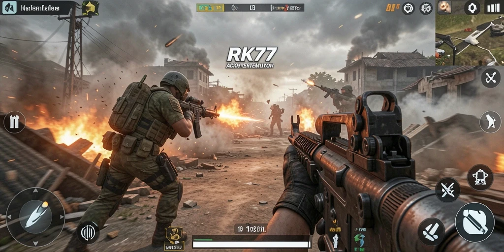 Tampilan gameplay seru dengan pertempuran yang intens di RK77.