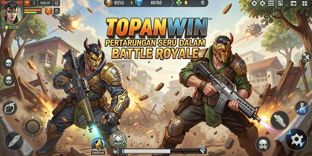 Tangkapan layar gameplay seru dari TOPANWIN, menampilkan pertarungan intens di Battle Royale.