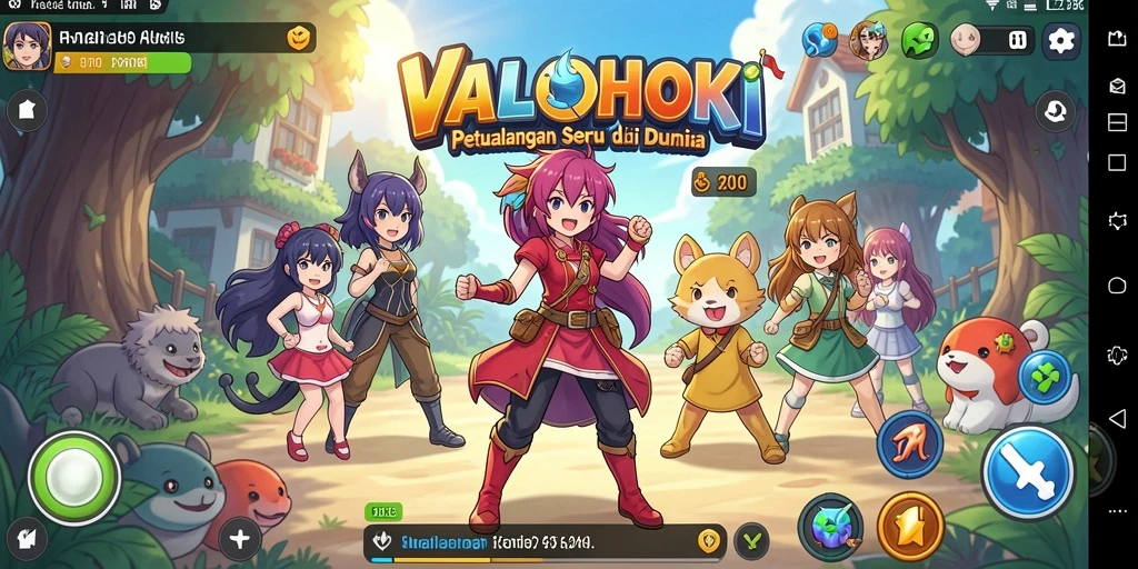 Screenshot dari gameplay VALOHOKI yang penuh warna dan aksi.